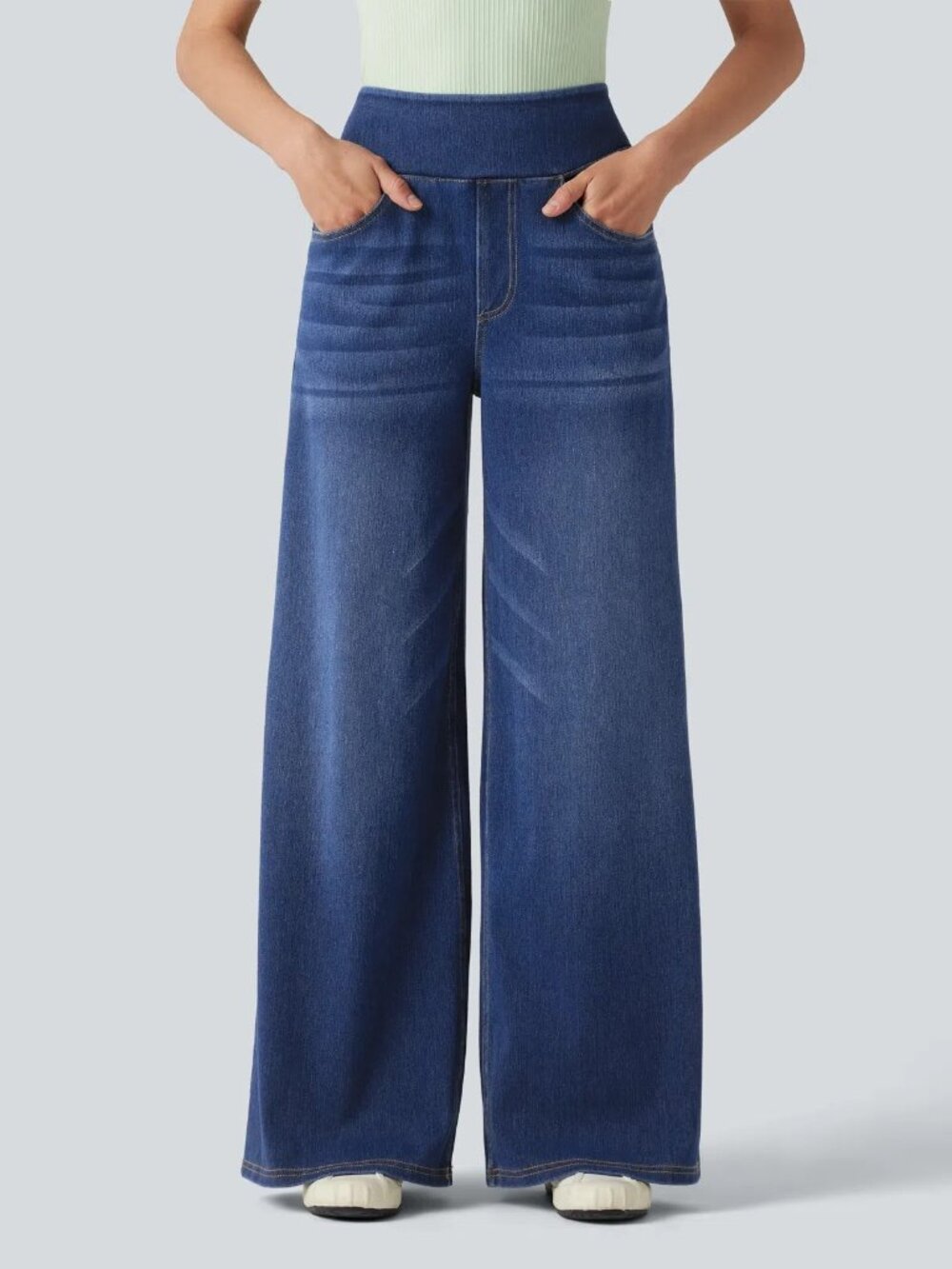 Halara Flex High Waisted Wide Leg Faux Denim Jeans size Small